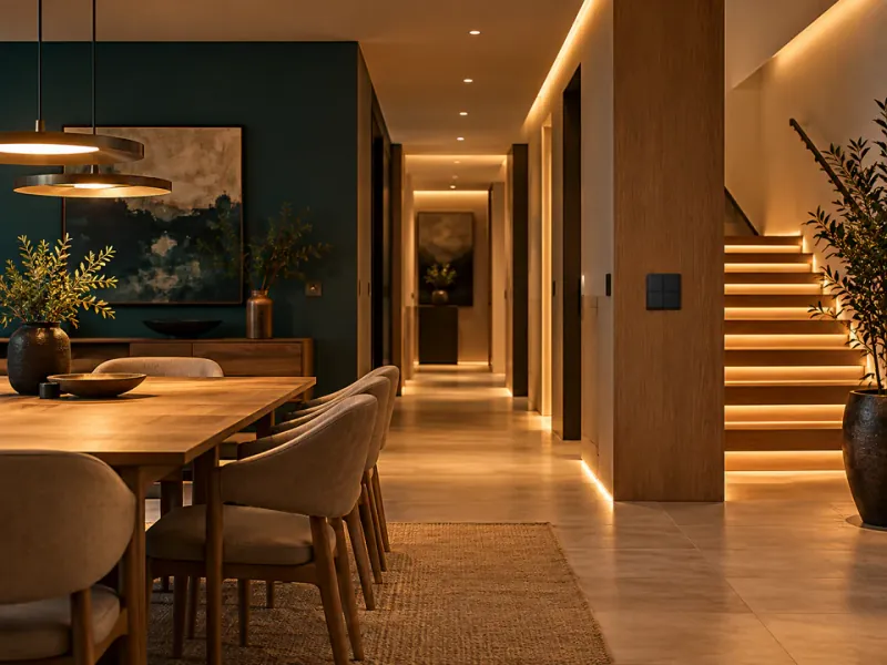 Warm layered lighting in a modern room