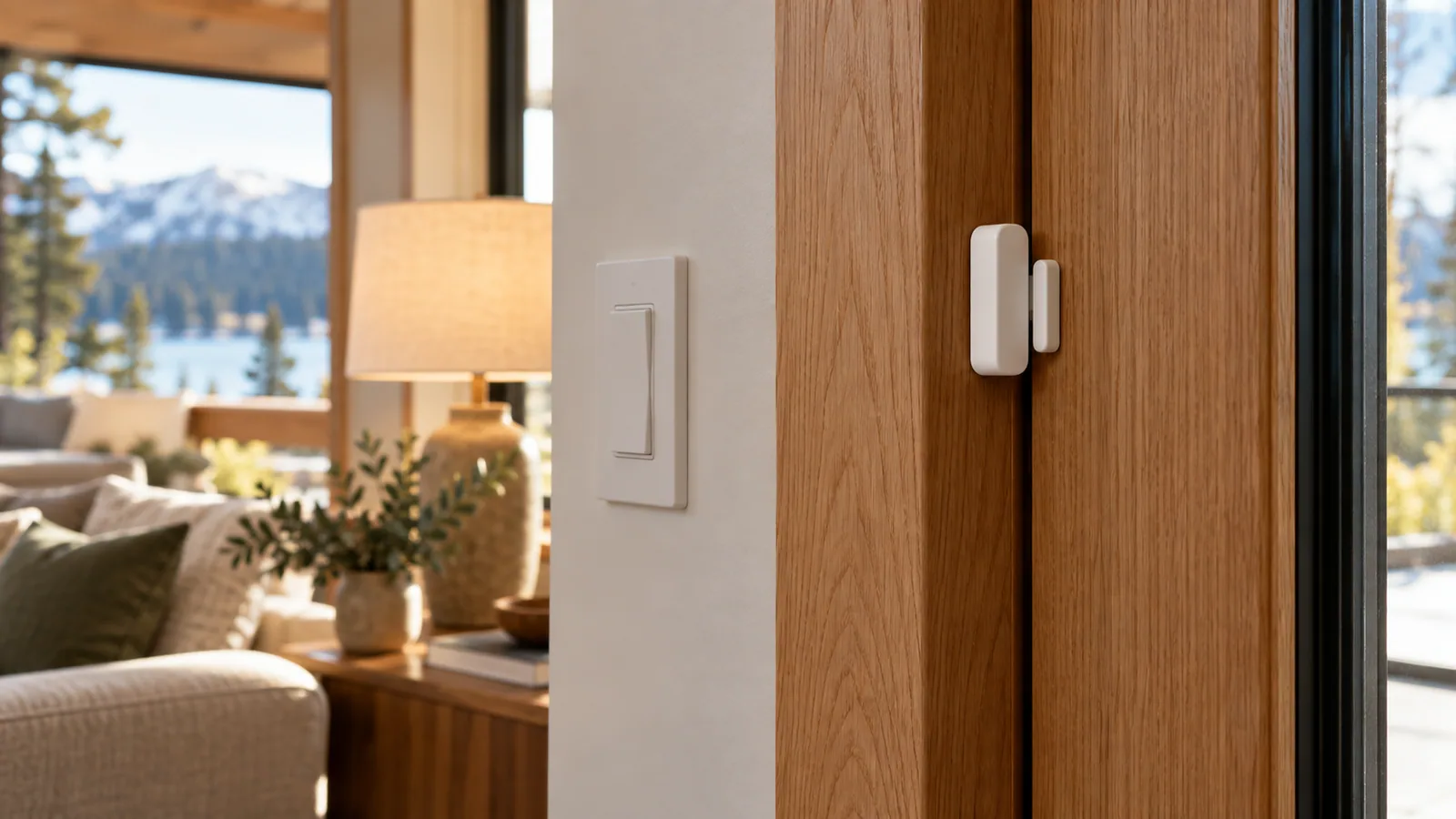 Door contact sensor and smart wall switch in a real home